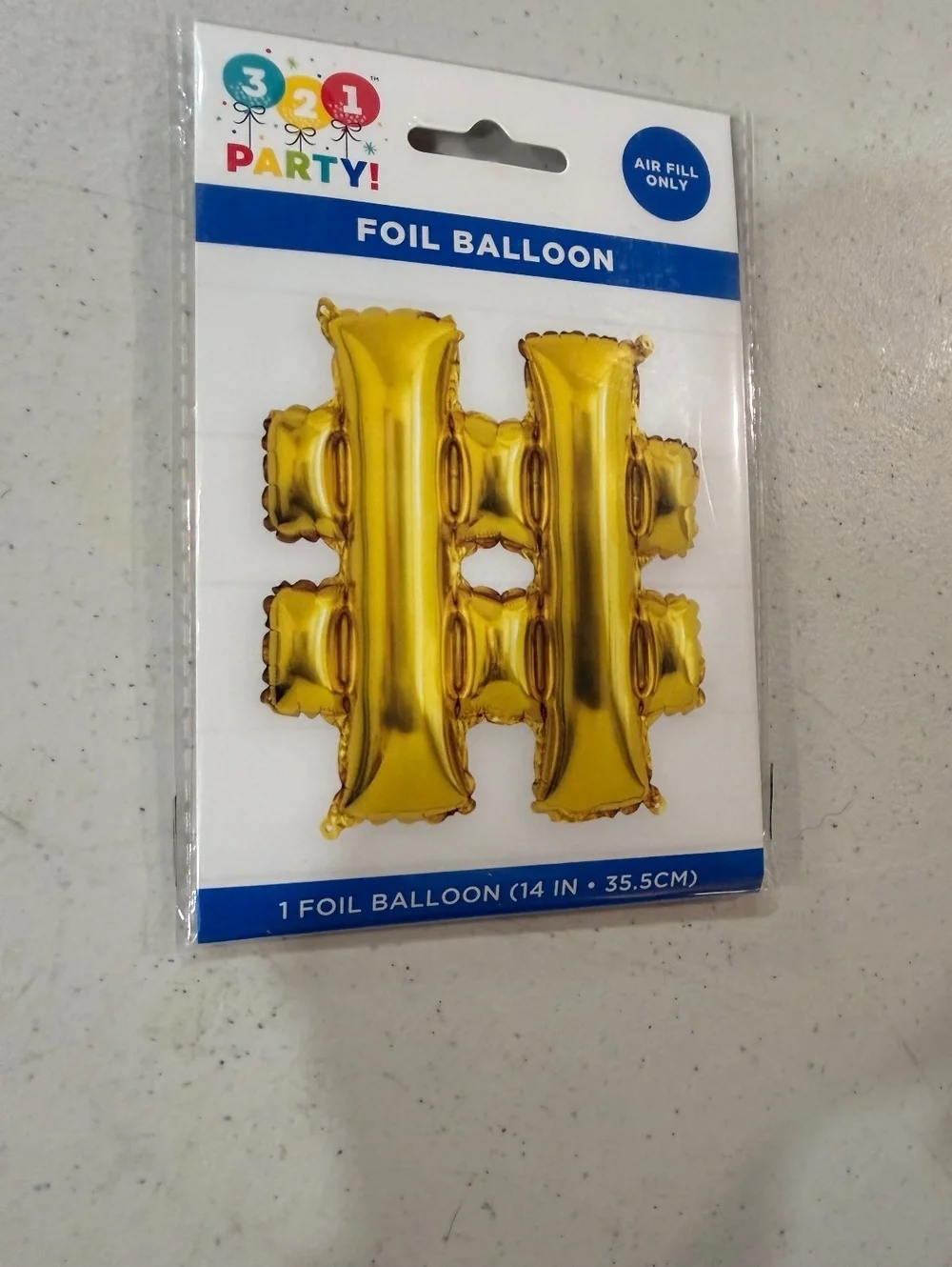321 Party Gold Foil Balloon Hashtag Symbol 14 Inch